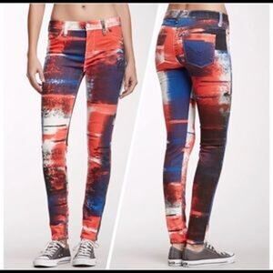Hudson Mid-Rise Nico 10th Anniversary Red, White, Blue Skinny Jeans Sz 29